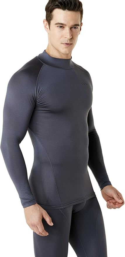 TSLA Men's Thermal Long Sleeve Compression Shirts, Mock/Turtleneck Winter Sports Running Base Layer Top