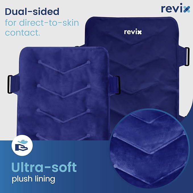 REVIX Large Ice Pack for Back, 13” x 21” Reusable Gel Cold Pack for Full Back Coverage, Cold Compress Wrap for Shoulder, Hip, Leg Relief, Ideal for Fatigue, Muscle Soreness, and Daily Recovery, Navy