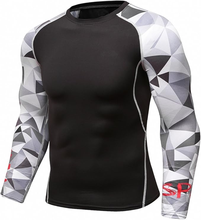 Men's Soft Slim Long Sleeve Dry-Fit Compression Gym Trainning Shirt
