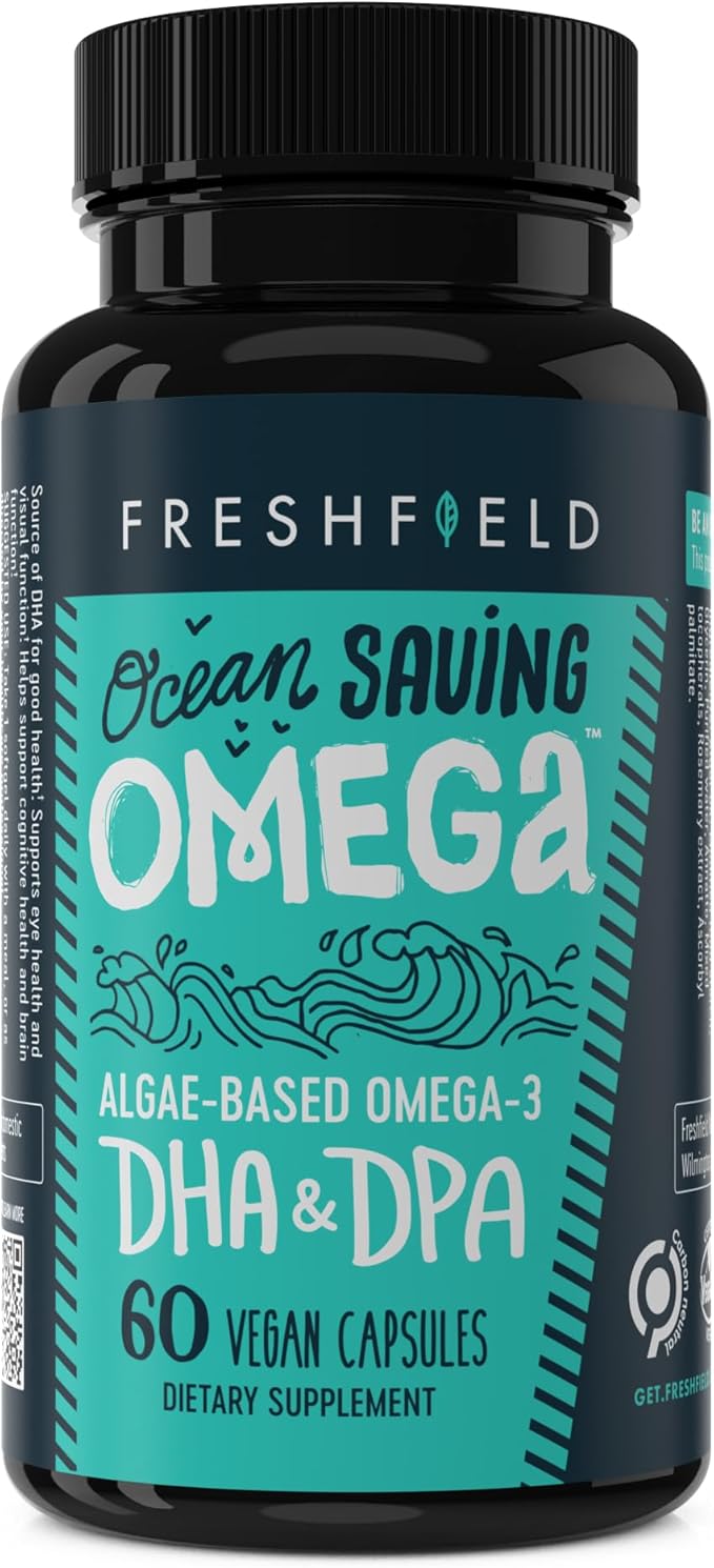 Ocean Saving Omega, Algae Omega 3, DHA Supplement, 2-Month Supply, Sustainably Sourced, Highest Levels of DHA per Capsule (440 mg), w/DPA