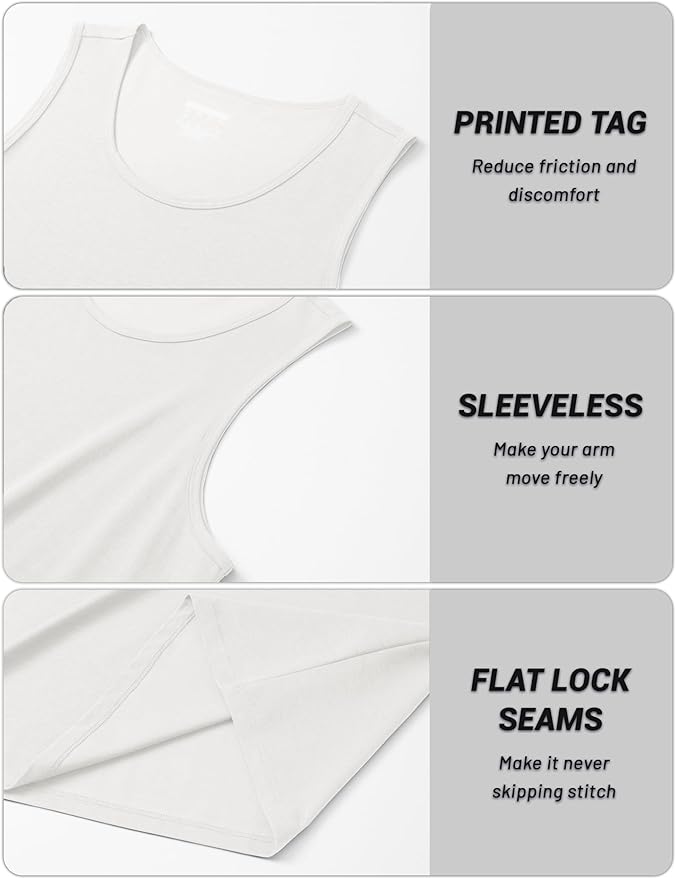 Cotrasen Men's Tank Top UPF 50+ Sleeveless Shirt Cotton Moisture Wicking Casual Gym Workout Shirts Cooling Muscle Tee Shirt