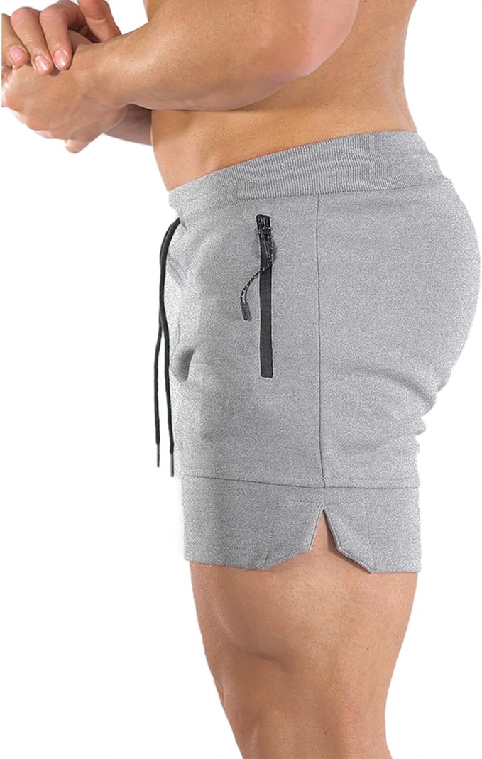 PIDOGYM Men's 5" Gym Workout Shorts,Fitted Jogging Short Pants for Bodybuilding Running Training with Zipper Pockets