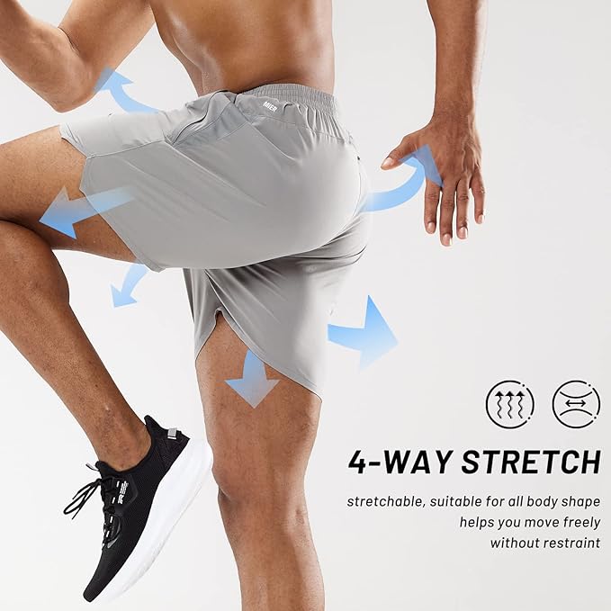 MIER Men's Workout Running Shorts Quick Dry Active 5 Inches Shorts with Pockets, Lightweight, Breathable