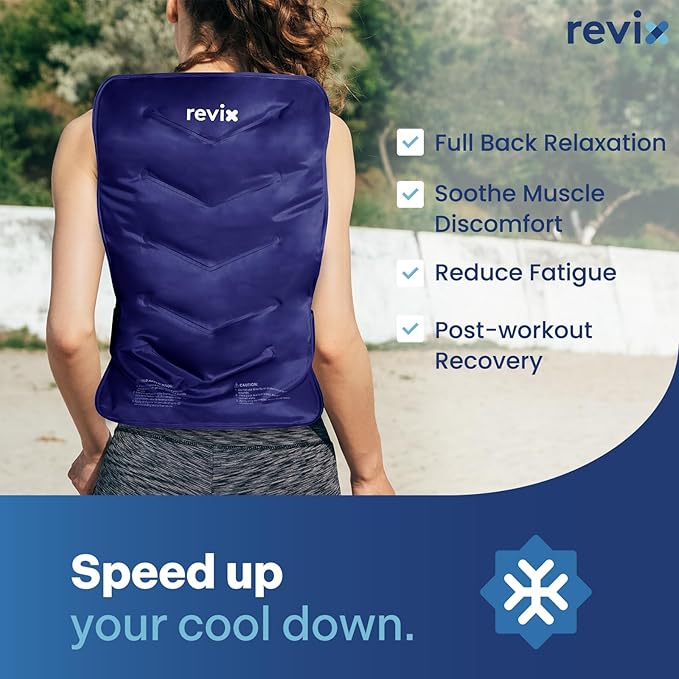 REVIX Large Ice Pack for Back, 13” x 21” Reusable Gel Cold Pack for Full Back Coverage, Cold Compress Wrap for Shoulder, Hip, Leg Relief, Ideal for Fatigue, Muscle Soreness, and Daily Recovery, Navy
