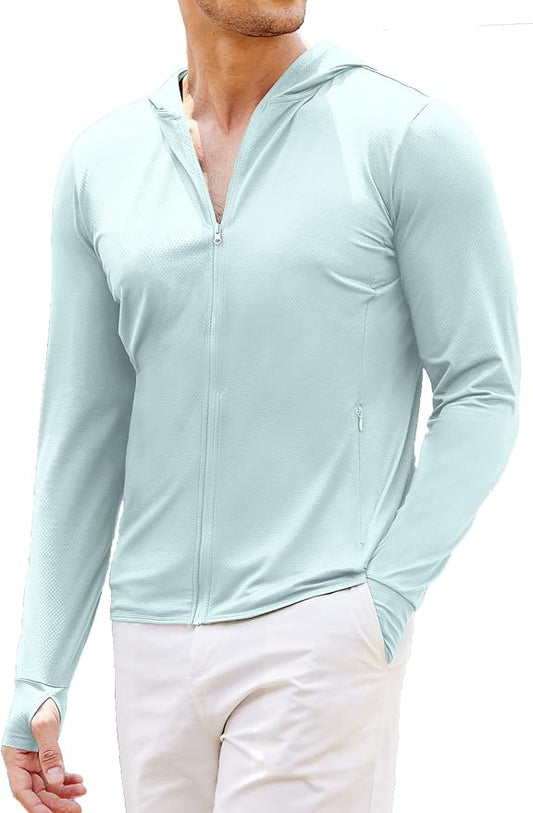 COOFANDY Men Full Zip UPF 50 Sun Protection Hoodie Jacket Long Sleeve Lightweight Breathable UV Shirts with Pockets