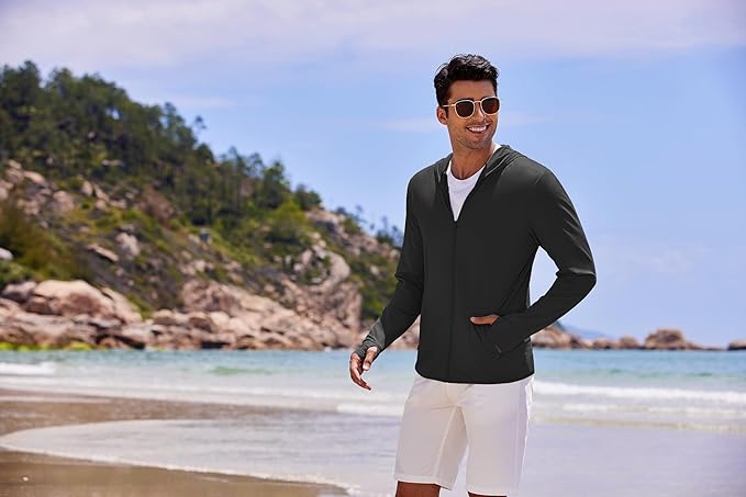 COOFANDY Men Full Zip UPF 50 Sun Protection Hoodie Jacket Long Sleeve Lightweight Breathable UV Shirts with Pockets