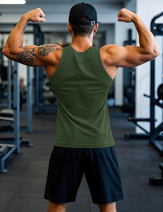 MAGCOMSEN Mens Workout Tank Tops Undershirt Cotton Muscle Athletic Sleeveless Shirts for Gym