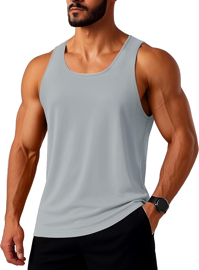 TACVASEN Mens Workout Tank Top UPF 80+ Y-Back Muscle Shirts Quick Dry Sleeveless Tee Shirt for Swim Beach Gym Athletic