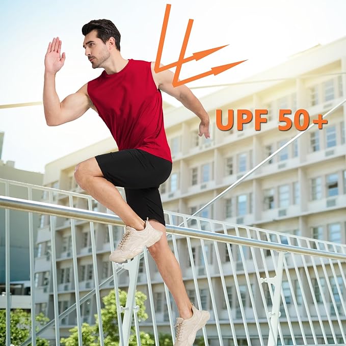 Men's Sleeveless UPF 50+ Swim Shirts Quick Dry Workout Tank Top UV Protection Running Gym Muscle T Shirts