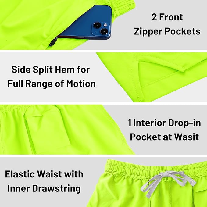 MIER Men's Workout Running Shorts Quick Dry Active 5 Inches Shorts with Pockets, Lightweight, Breathable