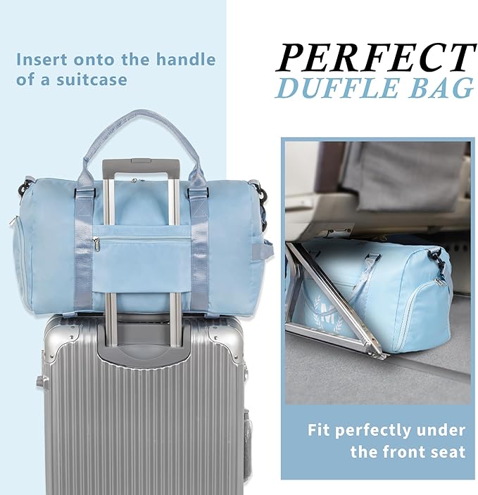 Gym Bag for Women, Personalized Duffle Bag with Shoe Compartment, Sports Bag for Yoga & Dance with Wet Pocket and Mat Strap