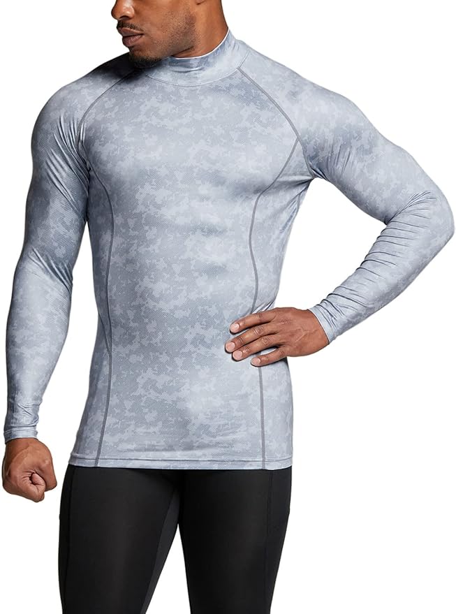 TSLA Men's Thermal Long Sleeve Compression Shirts, Mock/Turtleneck Winter Sports Running Base Layer Top