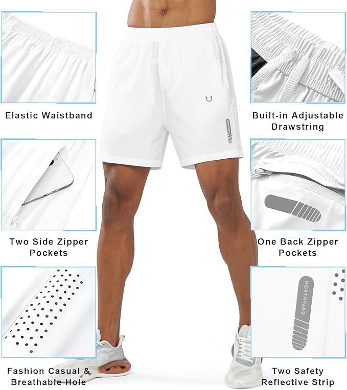 NORTHYARD Men's Athletic Running Shorts Quick Dry Workout Shorts 7"/ 5"/ 9" Lightweight Sports Gym Basketball Tennis Hiking