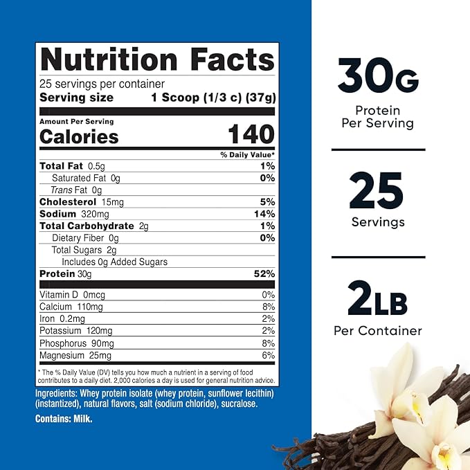 Nutricost Whey Protein Isolate Powder (Vanilla) 2LBS