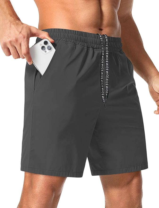 Aolesy Men's 5''/7'' Running Shorts Quick Dry Workout Gym Shorts with Pockets, Tennis Training Athletic（Linerless & Liner）
