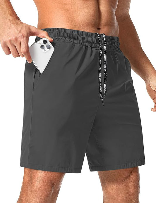 Aolesy Men's 5''/7'' Running Shorts Quick Dry Workout Gym Shorts with Pockets, Tennis Training Athletic（Linerless & Liner）