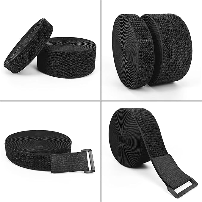 Hook and Loop Straps, 2'' x 16', Fastening Cinch Straps with 15 Buckles, Cut to Length, Heavy Duty, Reusable Cable Straps, Cord Straps, 16 Feet Long Cord Strap for Storage and Organization