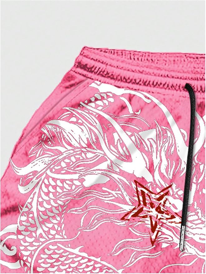 Men's Graphic Shorts with Liner Cross Print Drawstring 2 in 1 Gym Track Bottoms