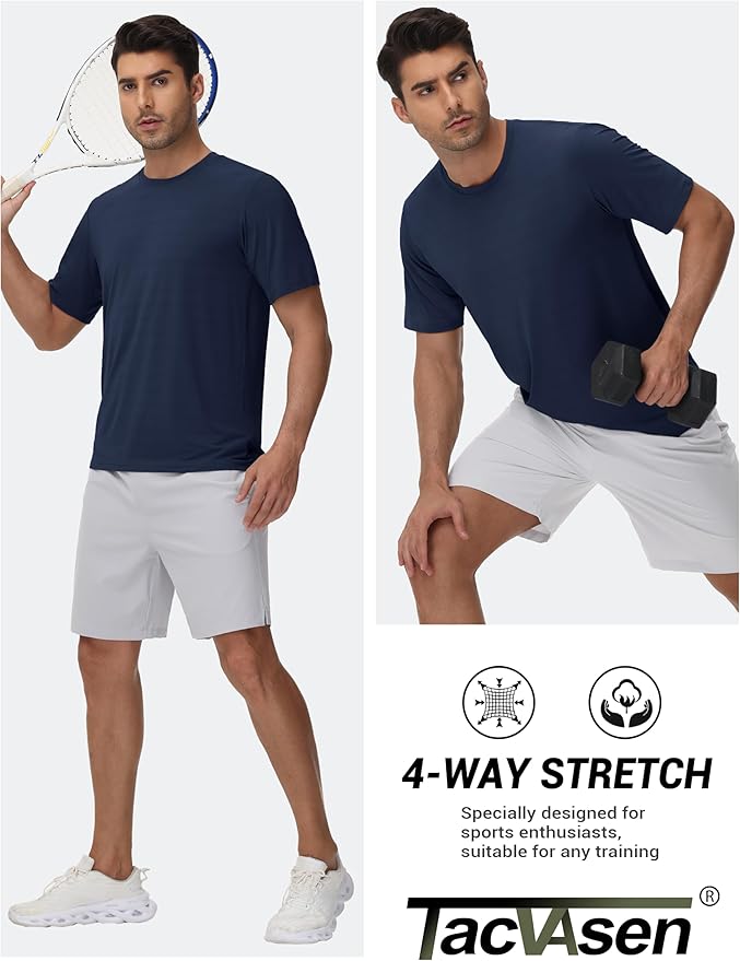 TACVASEN Men's Lightweight Athletic T-Shirts Quick Dry Workout Gym Tops Short Sleeve Running Tee Shirt Performance Activewear