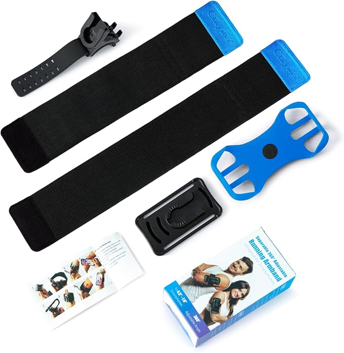 Cikyner Running Armband, 3 in 1 360° Rotatable & Detachable Sports/Bicycle Phone Holder for 4.5-7'' Smartphones, Ideal for Gym, Jogging, Hiking