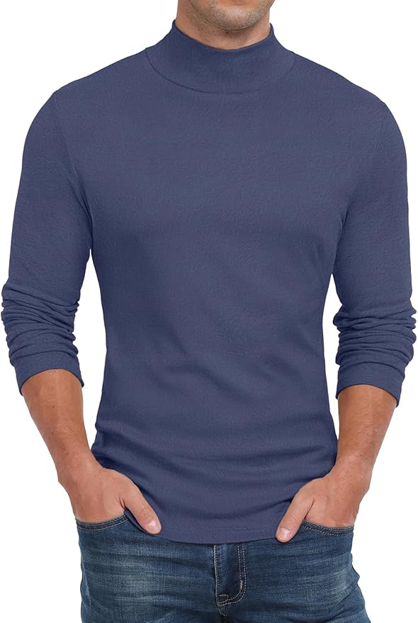 Sailwind Men's Mock Turtleneck Long Sleeve T Shirts Basic Slim Fit Pullover Sweater Thermal Lightweight Tees