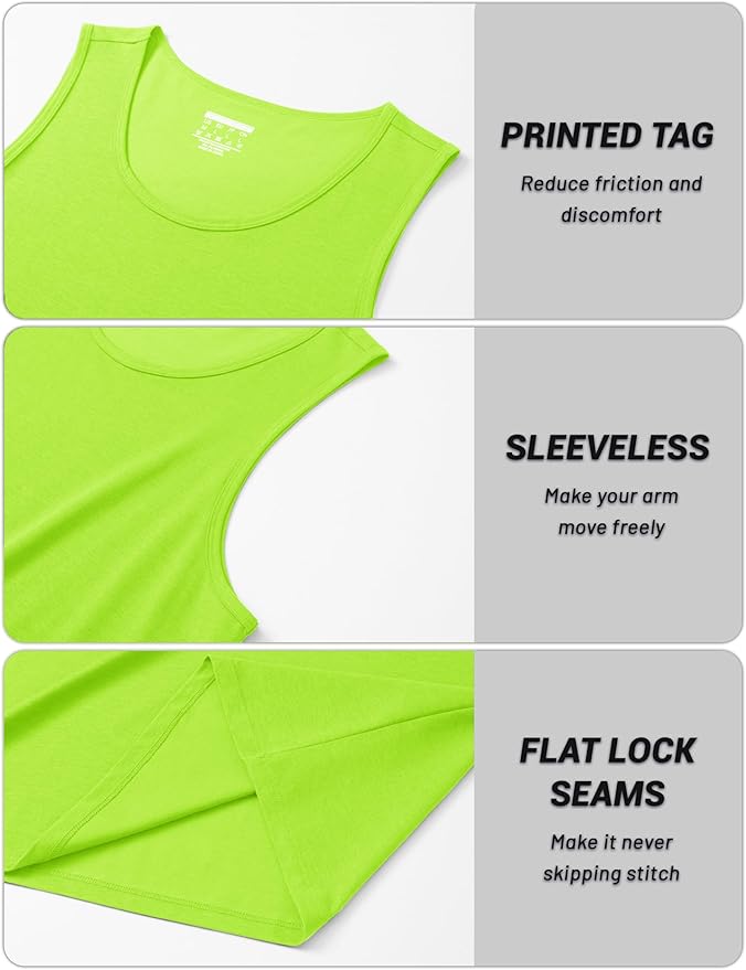 Cotrasen Men's Tank Top UPF 50+ Sleeveless Shirt Cotton Moisture Wicking Casual Gym Workout Shirts Cooling Muscle Tee Shirt