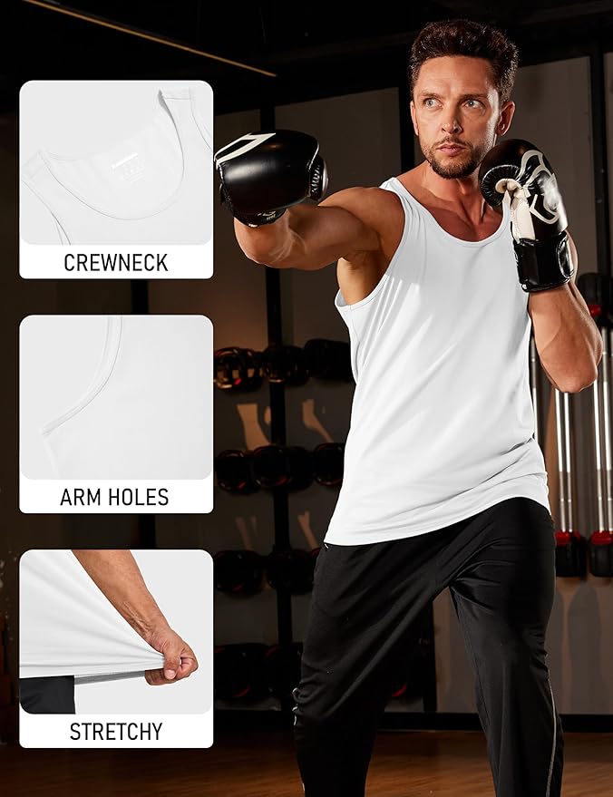 MAGCOMSEN Mens Workout Tank Tops Undershirt Cotton Muscle Athletic Sleeveless Shirts for Gym