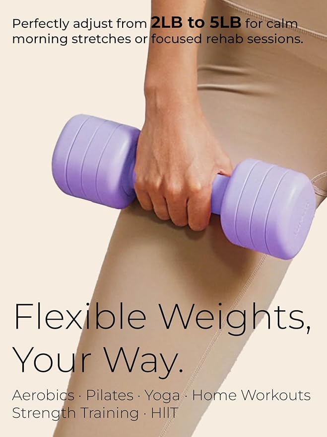 Adjustable Dumbbell Set｜2LB 3LB 4LB 5LB Light Hand Weights for Women｜One-Twist Weight Adjustment｜Non-Slip Curved Grip Handle｜Free Weights for Home Gym, Rehab, Pilates, Yoga, Strength Training