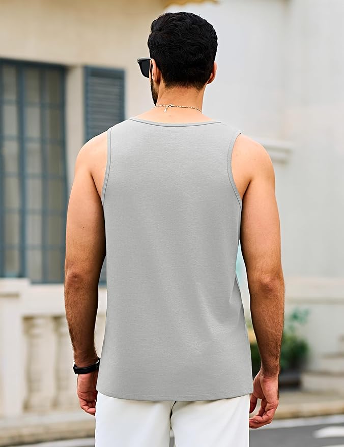 Cotrasen Men's Tank Top UPF 50+ Sleeveless Shirt Cotton Moisture Wicking Casual Gym Workout Shirts Cooling Muscle Tee Shirt