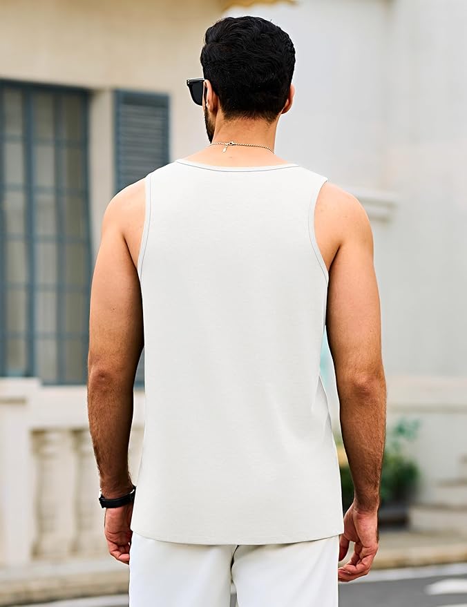 Cotrasen Men's Tank Top UPF 50+ Sleeveless Shirt Cotton Moisture Wicking Casual Gym Workout Shirts Cooling Muscle Tee Shirt