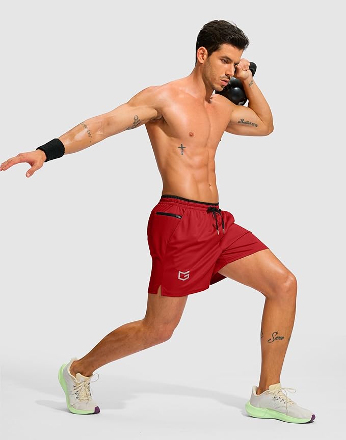 G Gradual Men's Running Athletic Shorts with Zipper Pocket 5"/ 7" Lightweight Quick Dry Gym Workout Shorts for Tennis Active
