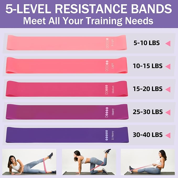 Home Pilates Essentials Kit for Women Pink Ring and Ball Pilates Set Equipment, Magic Circle with 5 Resistance Bands Premium Accessories Kits for Starter Toning Workouts at Home