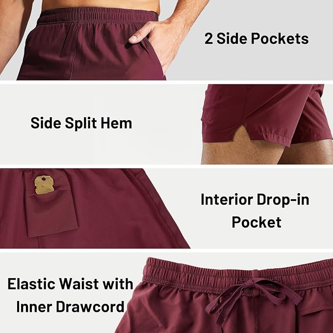 MIER Men's Workout Running Shorts Quick Dry Active 5 Inches Shorts with Pockets, Lightweight, Breathable