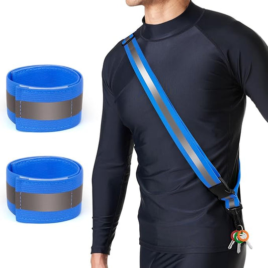 Reflective Sash for Walking at Night, High Visibility Reflective Running Gear Night Walking Safety Gear for Men Women Kids, Reflective Sash with 2 Pcs Reflective Armbands for Running Walking