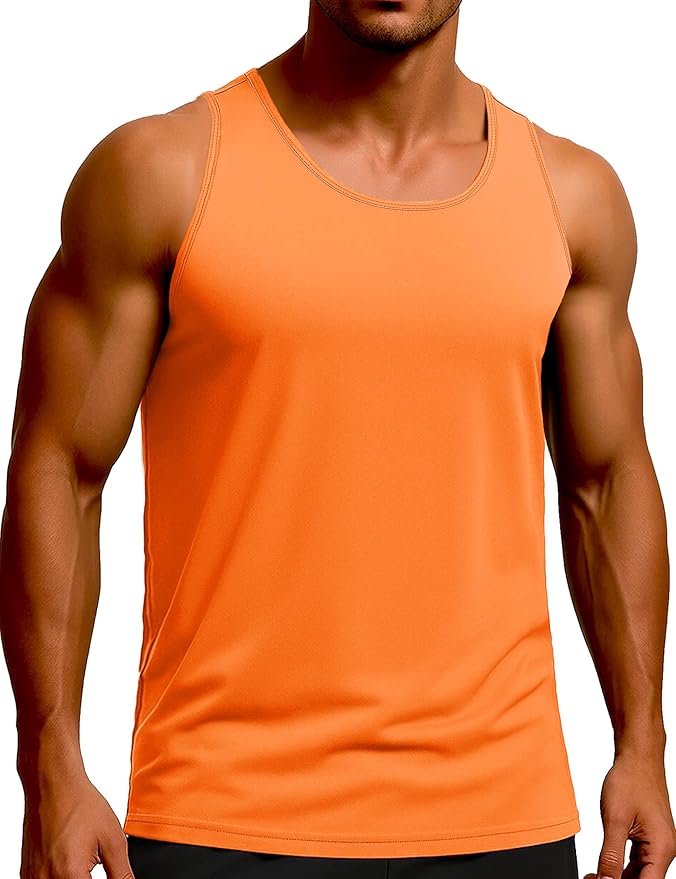 KEFITEVD Men's Workout Tank Tops Sleeveless Quick Dry UPF 80+ Summer Sun Shirts for Running Swim Gym Beach