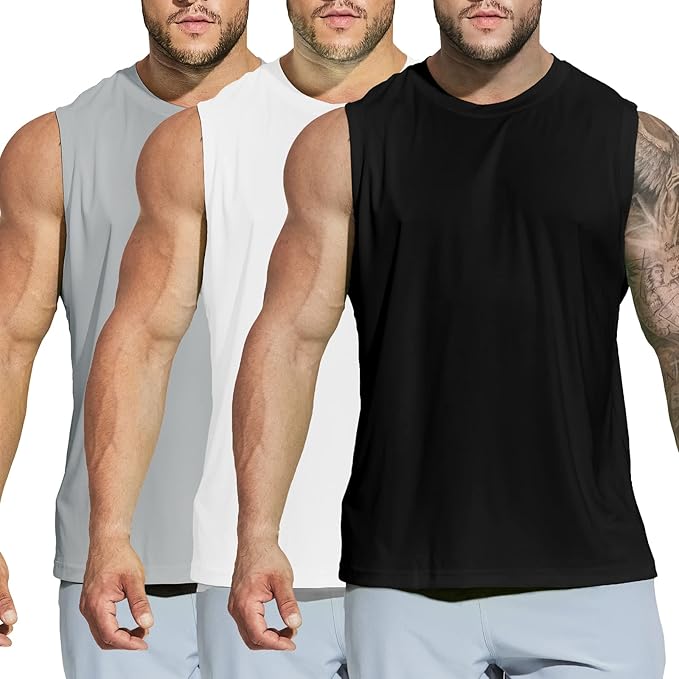 MIER Men's Workout Tank Tops UPF 50+ Swim Shirts Quick Dry Running Sleeveless UV Protection Muscle Tees