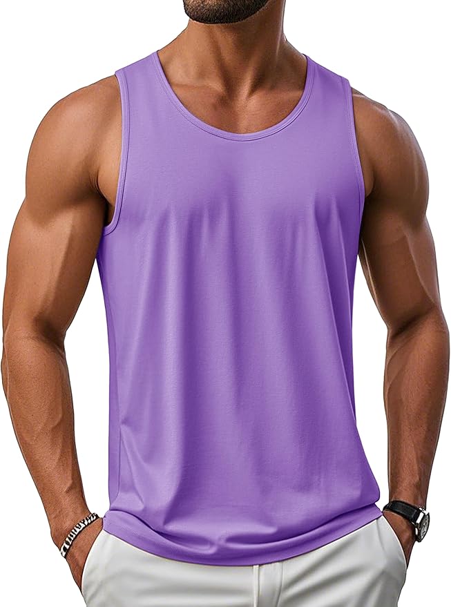 MAGCOMSEN Men's UPF 50+ Tank Top Gym Workout Sleeveless Muscle Shirts Sun Protection Cut Off Shirts Summer Sleeveless T Shirt