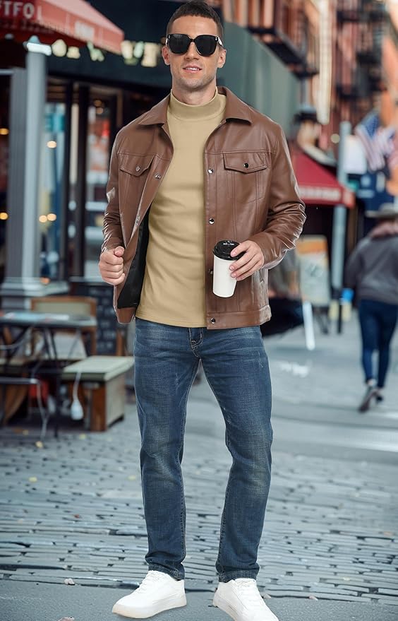 Sailwind Men's Mock Turtleneck Long Sleeve T Shirts Basic Slim Fit Pullover Sweater Thermal Lightweight Tees