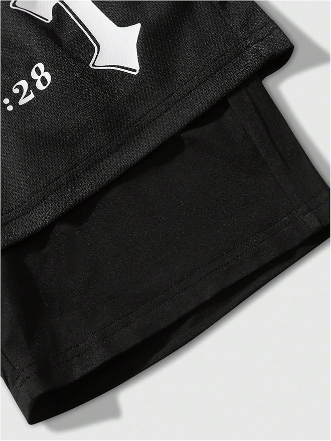 Men's Graphic Shorts with Liner Cross Print Drawstring 2 in 1 Gym Track Bottoms