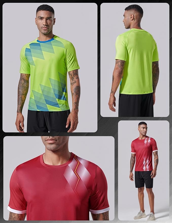 5 Pack Men’s Active Quick Dry Crew Neck T Shirts | Athletic Running Gym Workout Short Sleeve Tee Tops Bulk