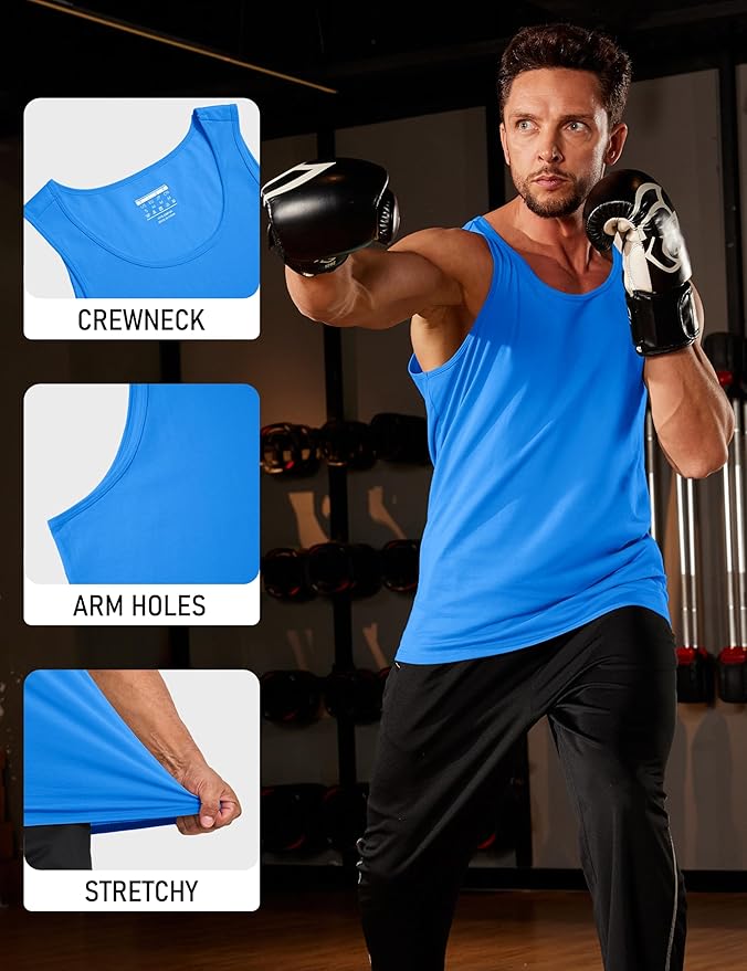 MAGCOMSEN Mens Workout Tank Tops Undershirt Cotton Muscle Athletic Sleeveless Shirts for Gym