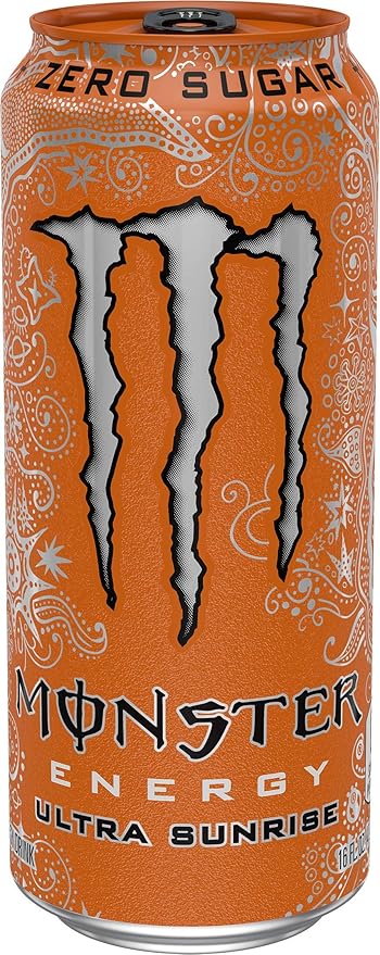 Monster Energy Ultra Sunrise, Sugar Free Energy Drink, 16 Fl Oz (Pack of 24)
