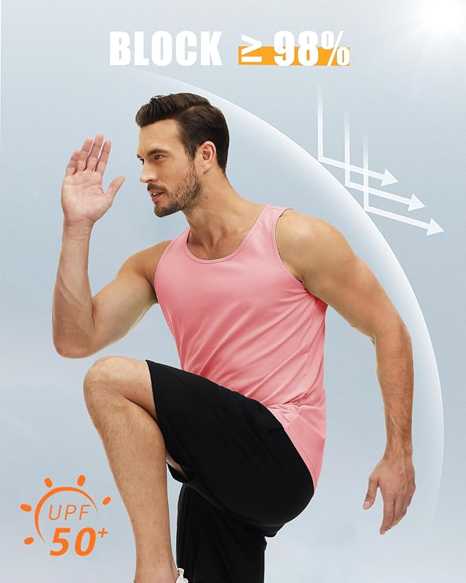 MAGCOMSEN Men's UPF 50+ Tank Top Quick Dry Summer Workout Muscle Sleeveless Shirts for Swim Beach Bodybuilding