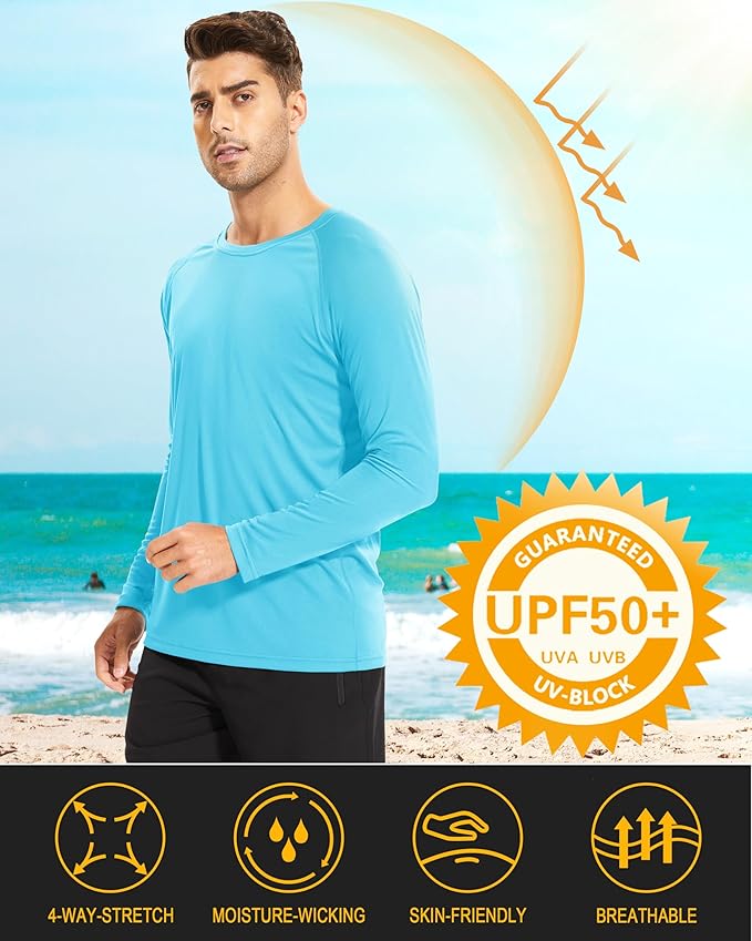MAGCOMSEN Men's Long Sleeve Shirts UPF 50+ UV Sun Protection Athletic Shirts for Hiking Running Workout Rash Guard