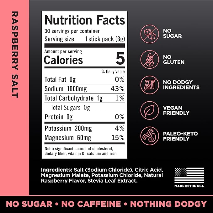 Drink LMNT Zero Sugar Electrolytes - Raspberry Salt | Drink Mix | 30-Count