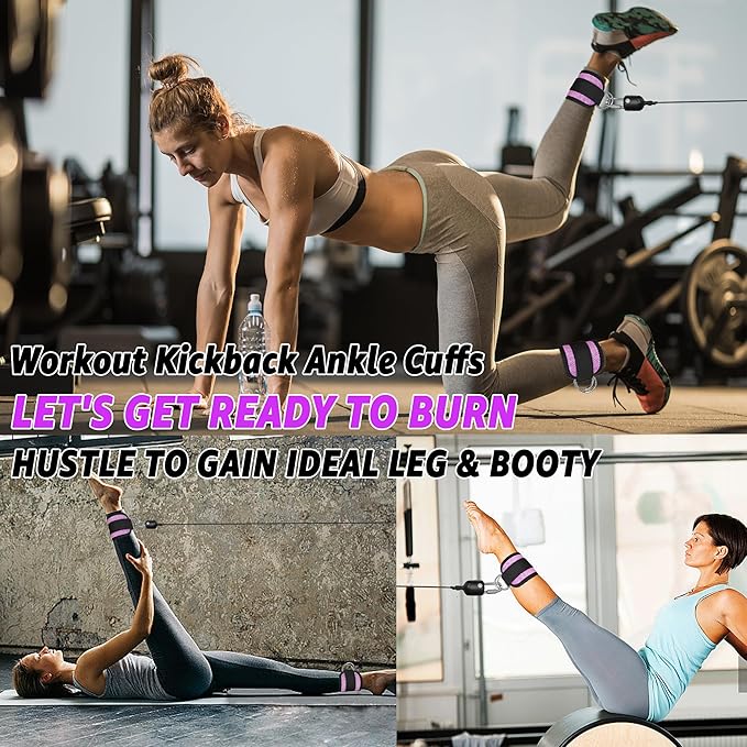 Fitness Ankle Straps for Cable Machine, Kickbacks Glute Workouts, Lower Body Exercises, Adjustable Leg Straps with Neoprene Padding Men Women