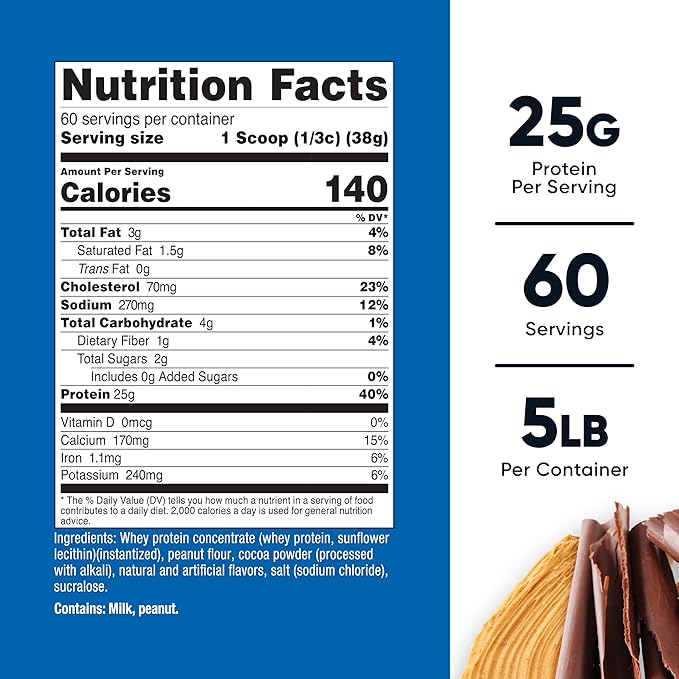 Nutricost Whey Protein Concentrate (Chocolate Peanut Butter) 5LBS - Gluten Free & Non-GMO