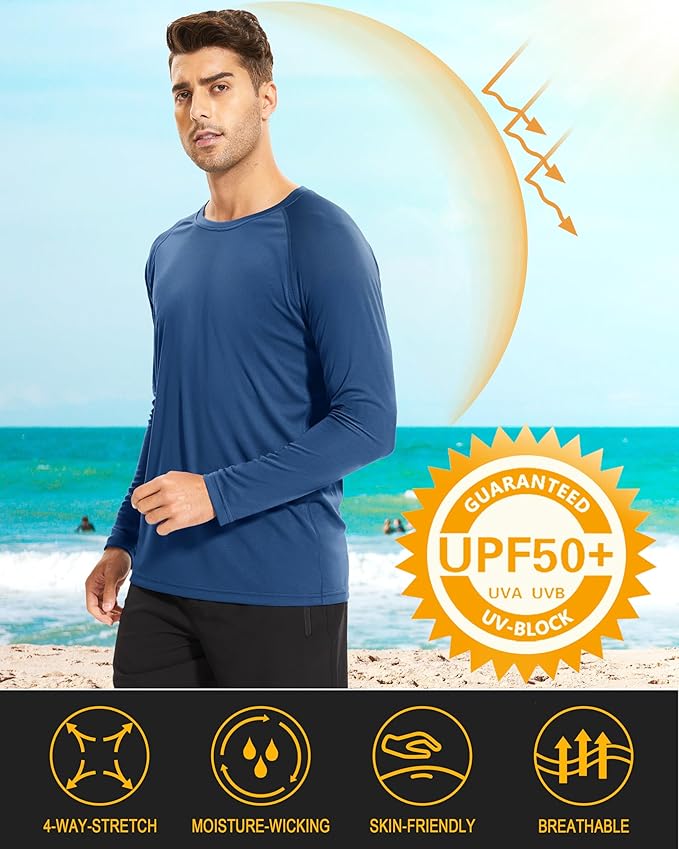 MAGCOMSEN Men's Long Sleeve Shirts UPF 50+ UV Sun Protection Athletic Shirts for Hiking Running Workout Rash Guard