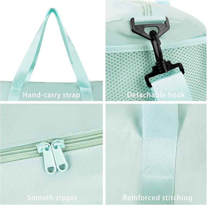 Small Gym Bag Duffel Bag for Women Men Fitness Sports Bag Workout Adjustable Detachable Shoulder Strap Lightweight Carry on Travel Duffle Bag (Green, 15" / Mini / 12L)