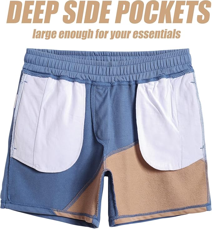 maamgic Mens Athletic Gym Shorts 5.5" Elastic Waist Casual Pajama Pocket Jogger Men Workout Short Pants